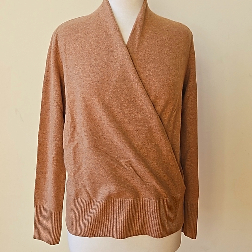 Tahari Pure Luxe Cashmere Drape Neck Wrap Sweater